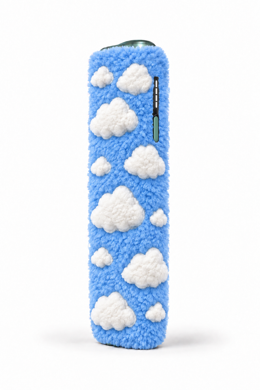 Baby-blue fluffy case with white cloud charms
